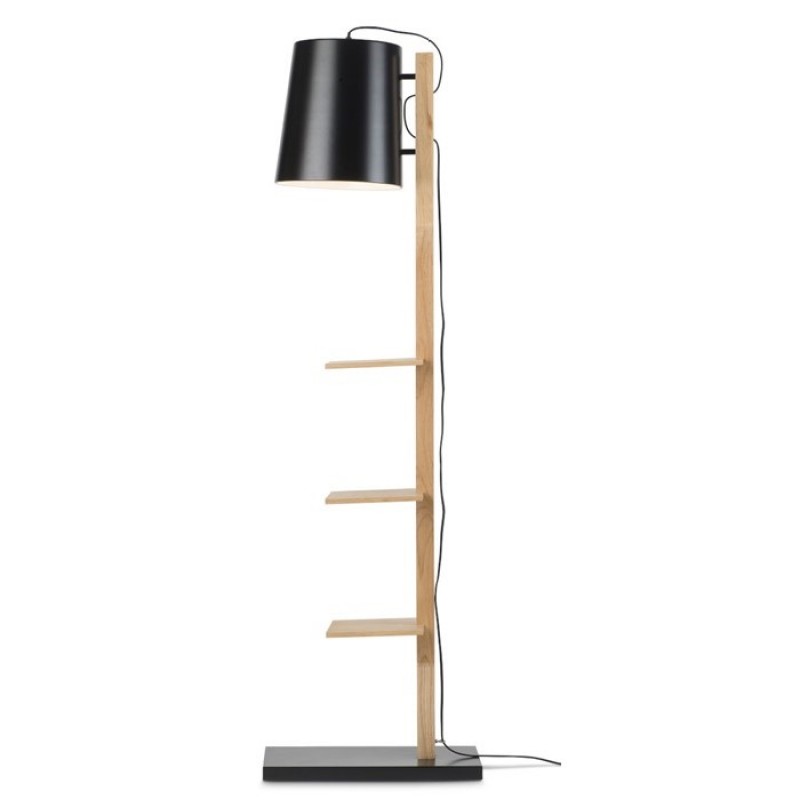 BOOKSHELF FLOOR LAMP NATURAL BLACK